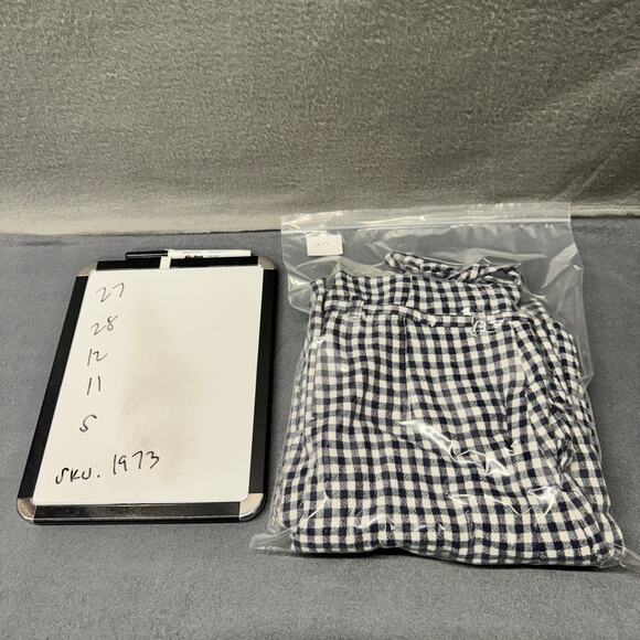 Abercrombie & Fitch Pants Womens Small Blue White Coastal Gingham Linen Blend - Picture 10 of 10